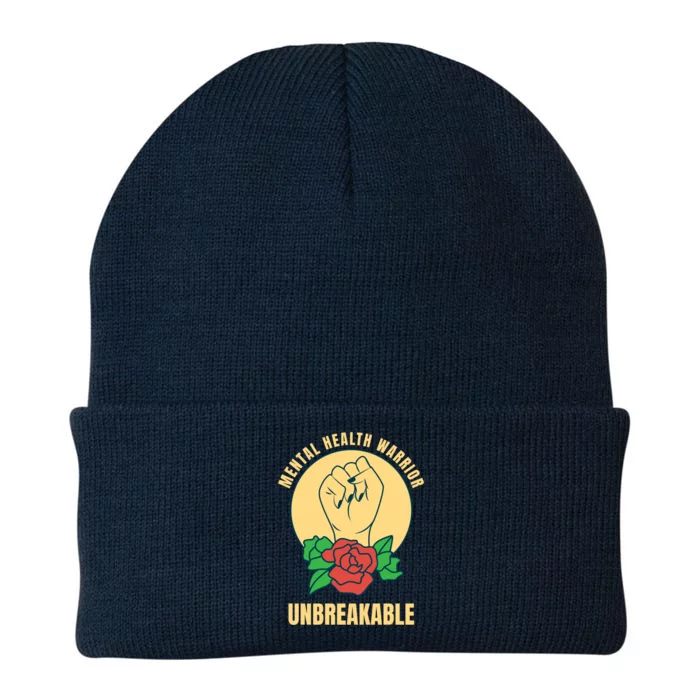 Mental Health Warrior Unbreakable Gift Knit Cap Winter Beanie