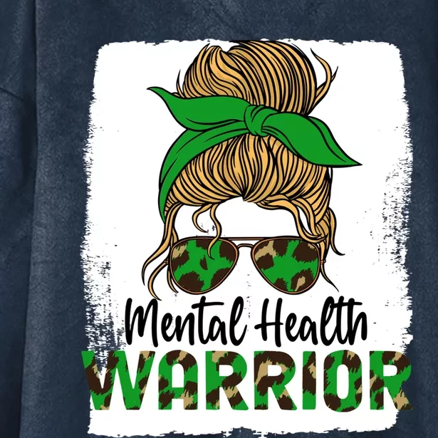 Mental Health Warrior Messy Bun Tal Health Matters Meaningful Gift Hooded Wearable Blanket