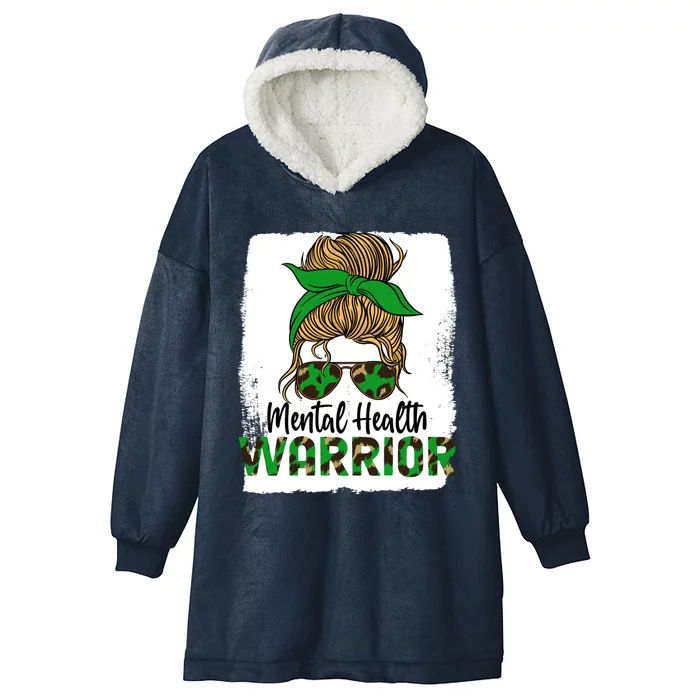 Mental Health Warrior Messy Bun Tal Health Matters Meaningful Gift Hooded Wearable Blanket