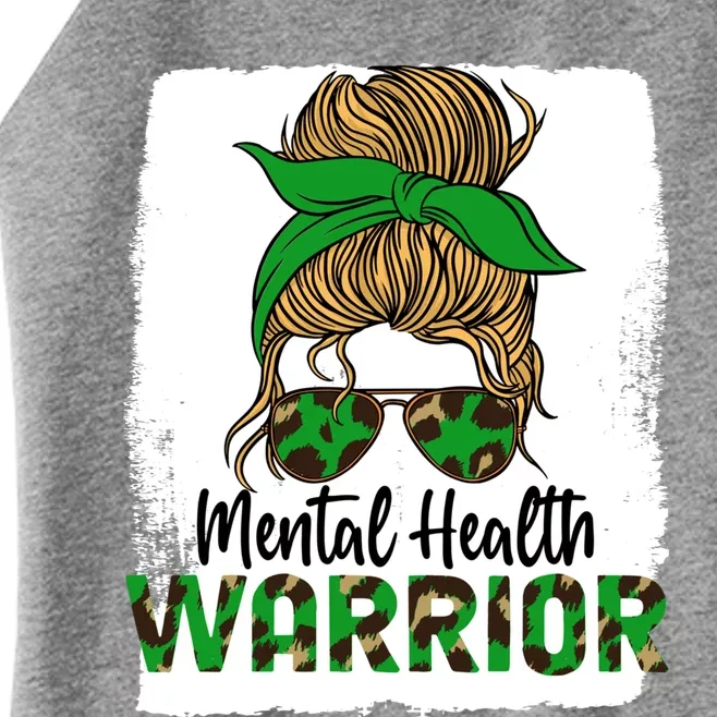 Mental Health Warrior Messy Bun Tal Health Matters Meaningful Gift Women’s Perfect Tri Rocker Tank