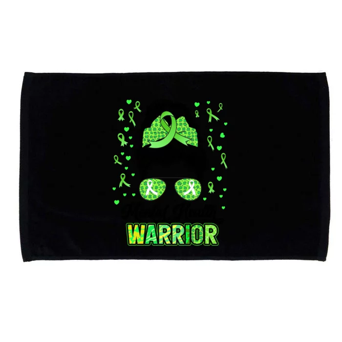 Mental Health Warrior Messy Bun Tal Health Matters Gift Microfiber Hand Towel