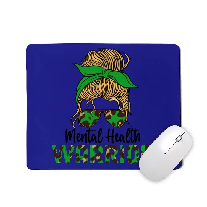 Mental Health Warrior Messy Bun Tal Health Matters Cute Gift Mousepad