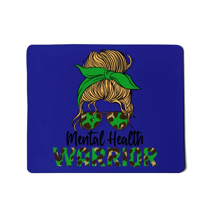 Mental Health Warrior Messy Bun Tal Health Matters Cute Gift Mousepad