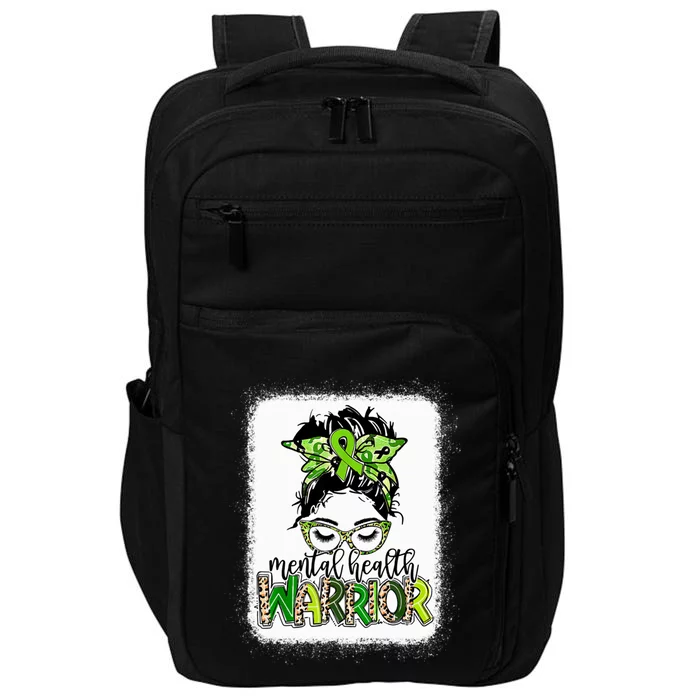 Mental Health Warrior Messy Bun Tal Health Matters Gift Impact Tech Backpack