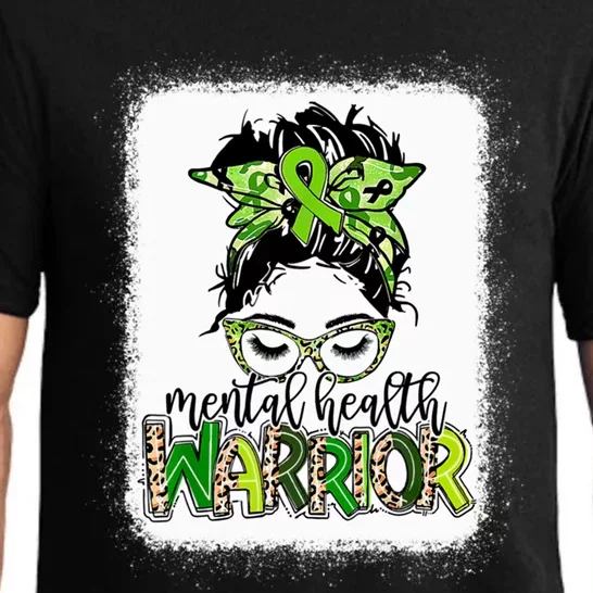 Mental Health Warrior Messy Bun Tal Health Matters Gift Pajama Set