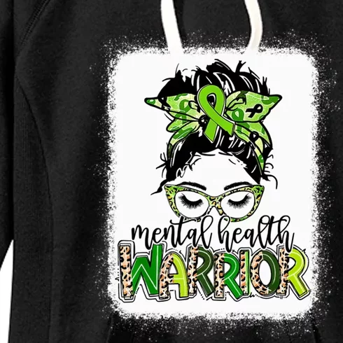 Mental Health Warrior Messy Bun Tal Health Matters Gift Women's Fleece Hoodie