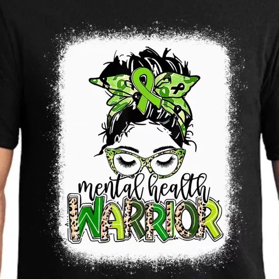 Mental Health Warrior Messy Bun Tal Health Matters Gift Pajama Set