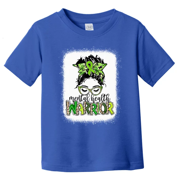 Mental Health Warrior Messy Bun Tal Health Matters Gift Toddler T-Shirt