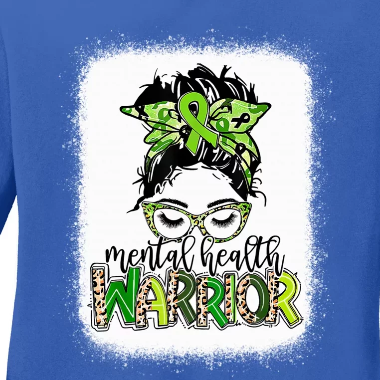 Mental Health Warrior Messy Bun Tal Health Matters Gift Ladies Long Sleeve Shirt