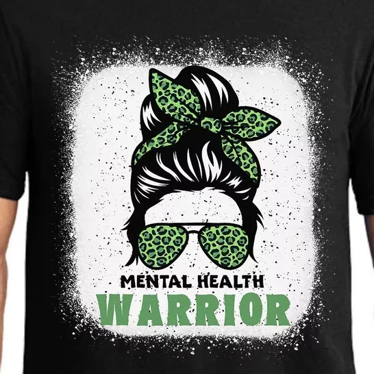 Mental Health Warrior Messy Bun Mental Health Awareness Pajama Set