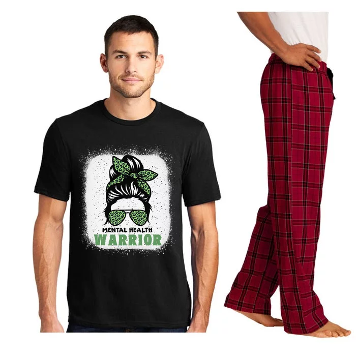 Mental Health Warrior Messy Bun Mental Health Awareness Pajama Set