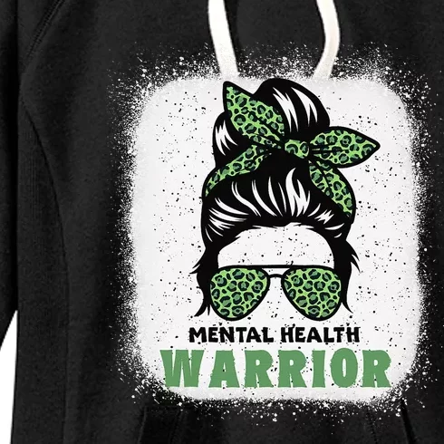 Mental Health Warrior Messy Bun Mental Health Awareness Women's Fleece Hoodie