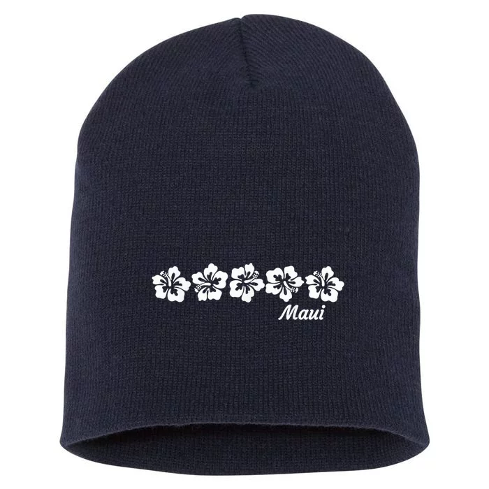 MAUI  Hawaii with Hawaiian Hibiscus flowers Short Acrylic Beanie