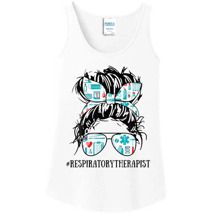 Messy Hair Woman Bun Respiratory Therapist Ladies Essential Tank