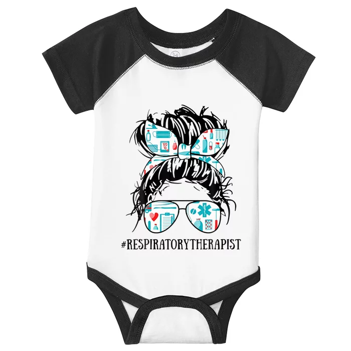 Messy Hair Woman Bun Respiratory Therapist Infant Baby Jersey Bodysuit