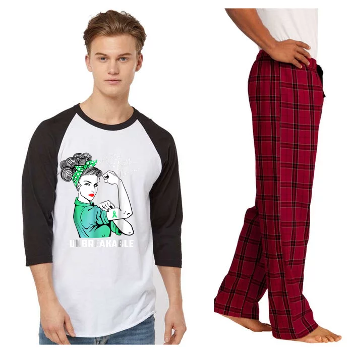 Mental Health Warrior Unbreakable Gift Awareness Month Gift Raglan Sleeve Pajama Set