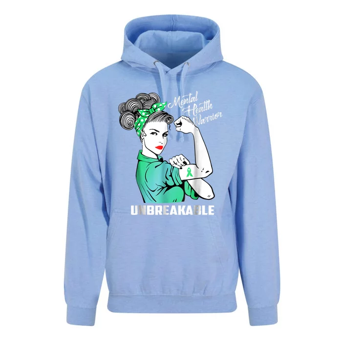 Mental Health Warrior Unbreakable Gift Awareness Month Gift Unisex Surf Hoodie