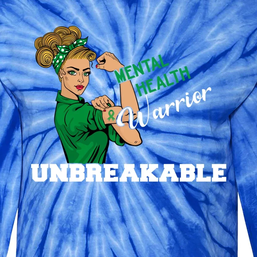 Mental Health Warrior Unbreakable Awareness Day Girls Cool Gift Tie-Dye Long Sleeve Shirt