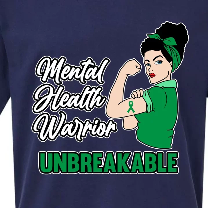 Mental Health Warrior Unbreakable Awareness Green Graphic Gift Sueded Cloud Jersey T-Shirt