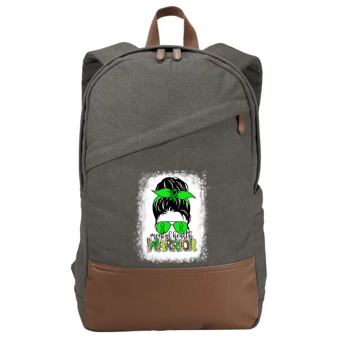 Mental Health Warrior Messy Bun Tal Health Awareness Gift Cotton Canvas Backpack