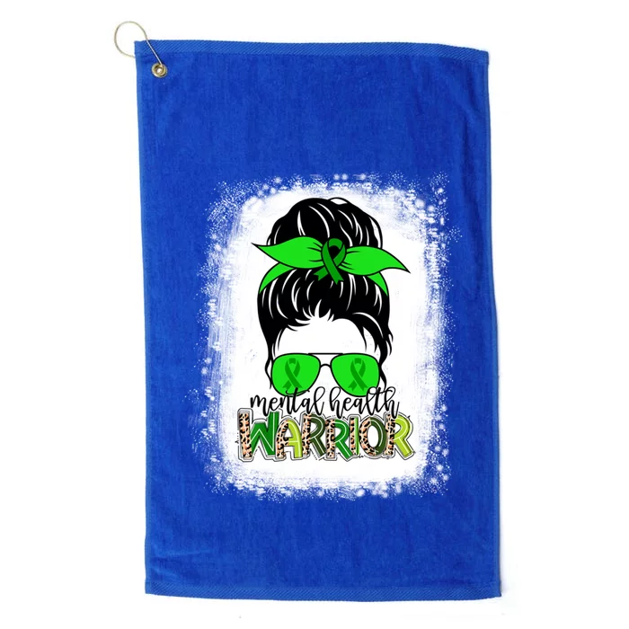 Mental Health Warrior Messy Bun Tal Health Awareness Gift Platinum Collection Golf Towel