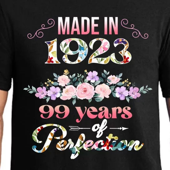 Made In 1923 Floral 99th Birthday Gift Pajama Set