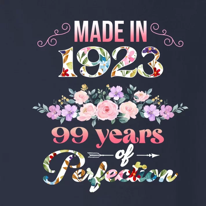 Made In 1923 Floral 99th Birthday Gift Toddler Long Sleeve Shirt