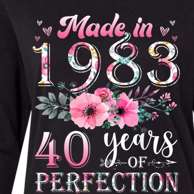 Made In 1983 Floral 40 Year Old 40th Birthday Gift For Wom.e.n Womens Cotton Relaxed Long Sleeve T-Shirt