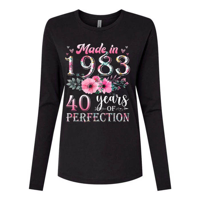 Made In 1983 Floral 40 Year Old 40th Birthday Gift For Wom.e.n Womens Cotton Relaxed Long Sleeve T-Shirt