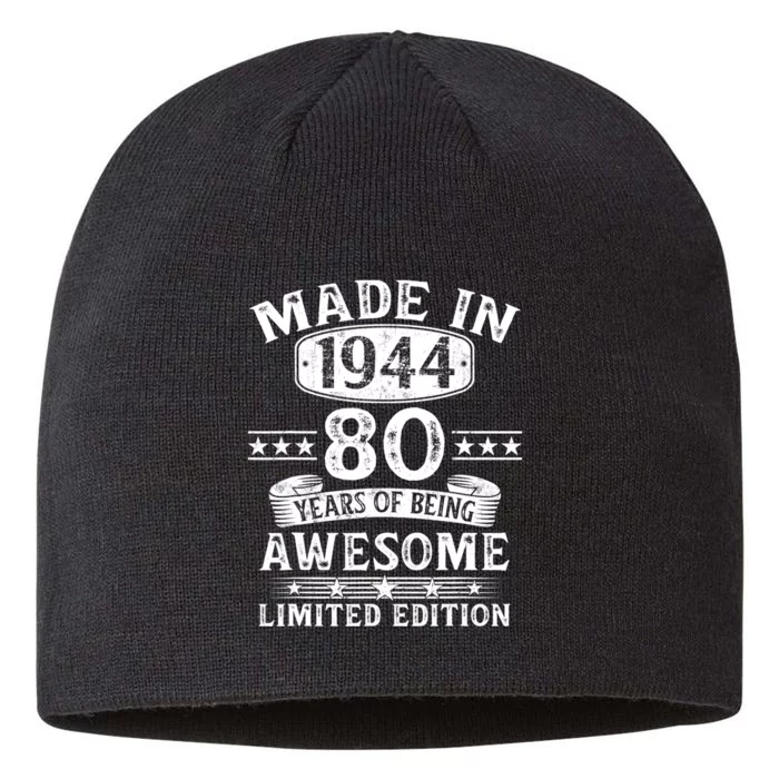 Made In 1944 80 Years Old Gifts 80th Birthday Gift 8 1/2in Sustainable Knit Beanie