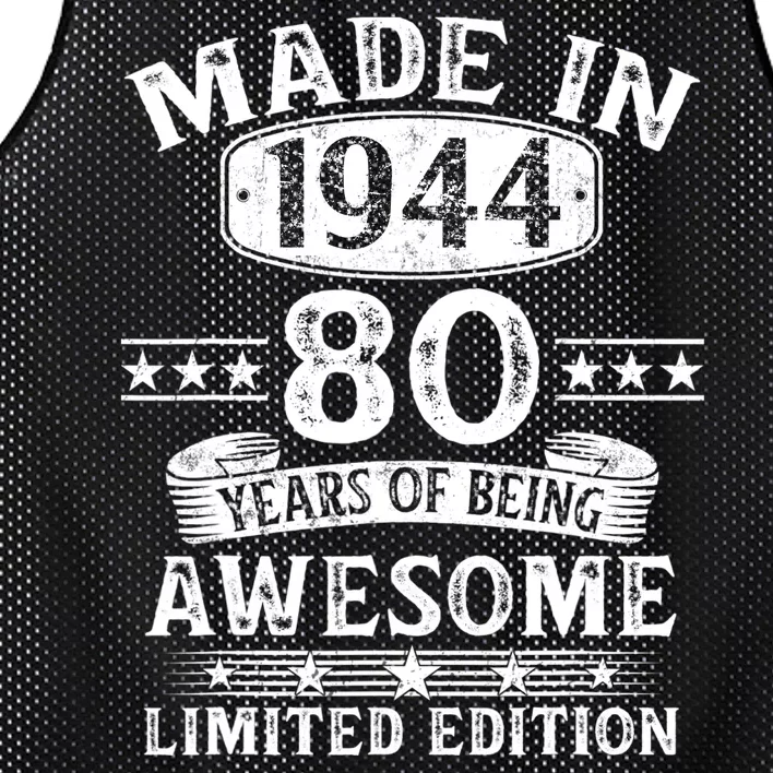 Made In 1944 80 Years Old Gifts 80th Birthday Gift Mesh Reversible Basketball Jersey Tank