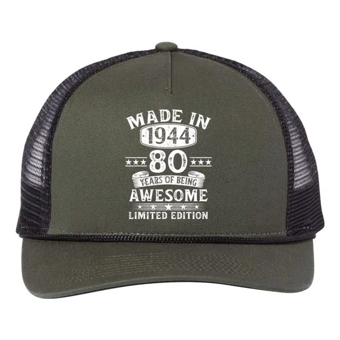 Made In 1944 80 Years Old Gifts 80th Birthday Gift Retro Rope Trucker Hat Cap