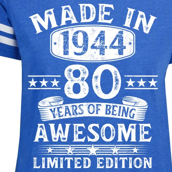 Made In 1944 80 Years Old Gifts 80th Birthday Gift Enza Ladies Jersey Football T-Shirt