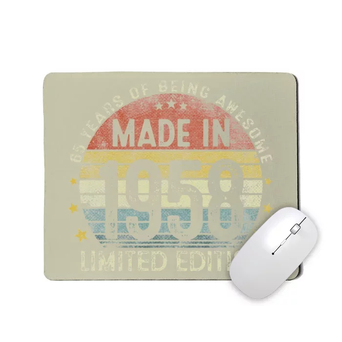 Made In 1958 65 Years Old 65th Birthday Gifts For Love Mousepad