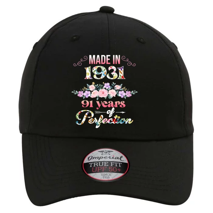 Made In 1931 Floral 91st Birthday Gift The Original Performance Cap