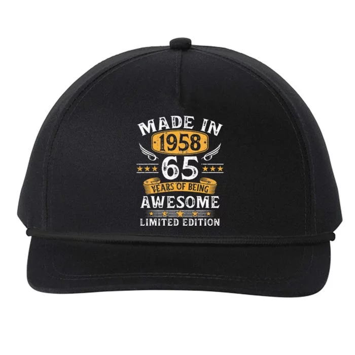 Made In 1958 65 Years Old Gifts 65th Birthday Gift For Cute Snapback Five-Panel Rope Hat