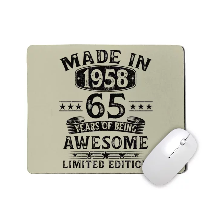 Made In 1958 65 Years Old Gifts 65th Birthday Gift For Mousepad