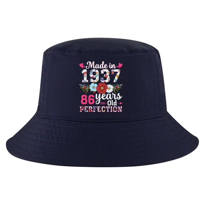 Made In 1937 Floral 86 Years Old 86th Birthday Cool Comfort Performance Bucket Hat