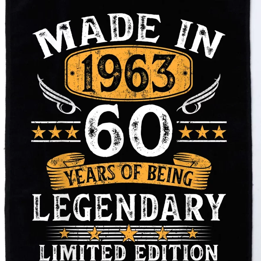 Made In 1963 Limited Edition 60 Year Old 60th Birthday Gifts Platinum Collection Golf Towel