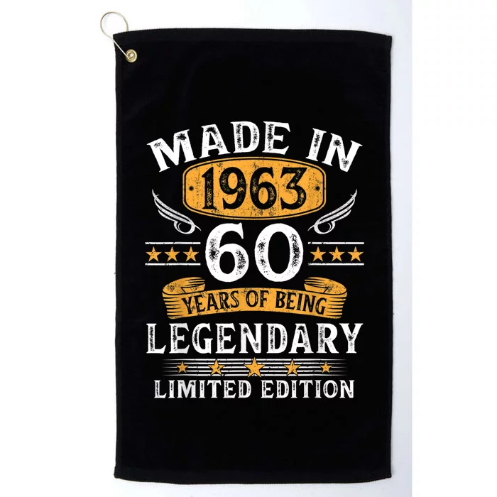 Made In 1963 Limited Edition 60 Year Old 60th Birthday Gifts Platinum Collection Golf Towel