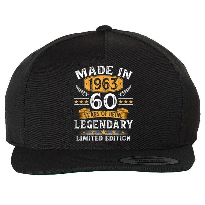 Made In 1963 Limited Edition 60 Year Old 60th Birthday Gifts Wool Snapback Cap