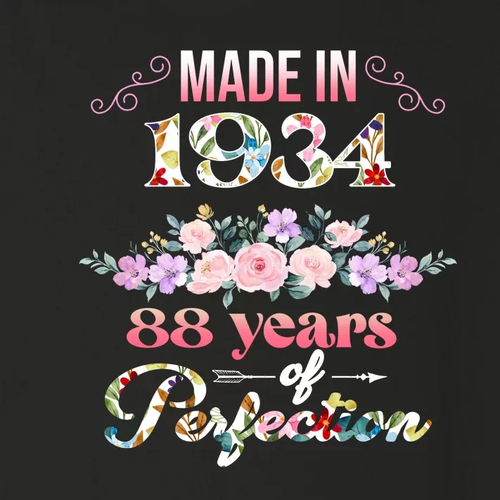 Made In 1934 Floral 88th Birthday Gift Toddler Long Sleeve Shirt