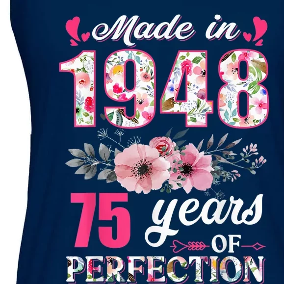 Made In 1948 Floral 75 Year Old 75th Birthday Present Gifts Wo Ladies Essential Flowy Tank