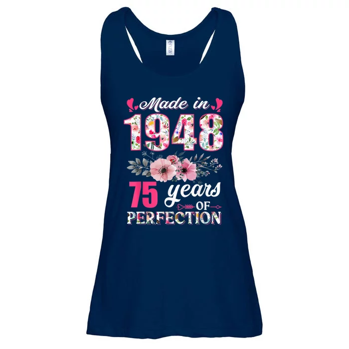 Made In 1948 Floral 75 Year Old 75th Birthday Present Gifts Wo Ladies Essential Flowy Tank