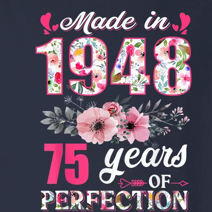 Made In 1948 Floral 75 Year Old 75th Birthday Present Gifts Wo Toddler Long Sleeve Shirt