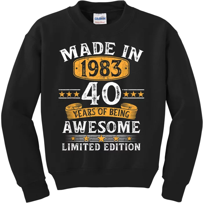 Made In 1983 40 Years Old 40th Birthday Gifts For Kids Sweatshirt