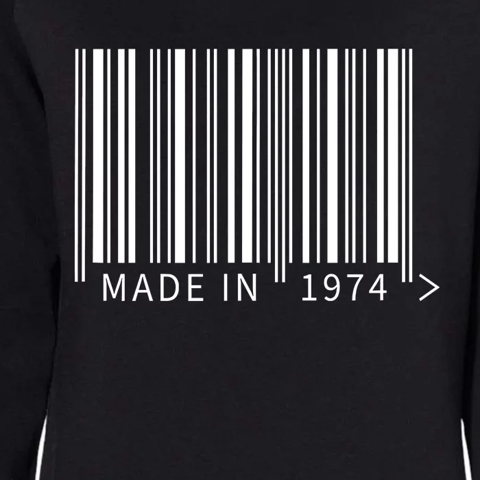 Made In 1974 Funny Barcode Design For Retail Lovers Womens California Wash Sweatshirt