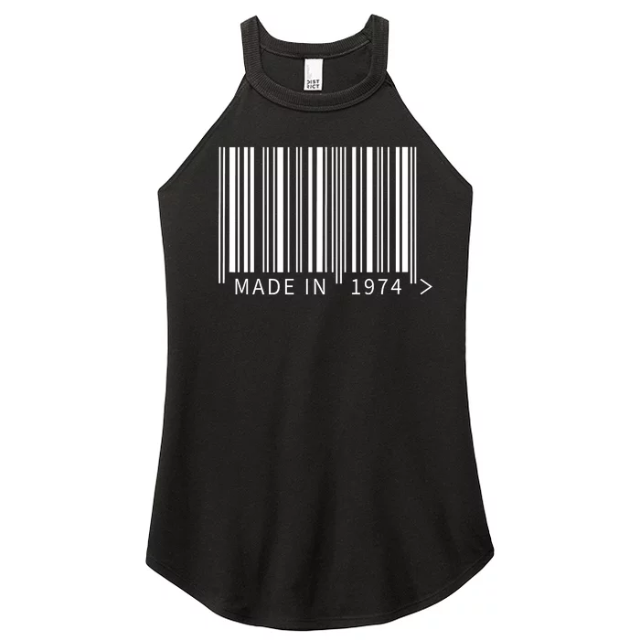 Made In 1974 Funny Barcode Design For Retail Lovers Women’s Perfect Tri Rocker Tank