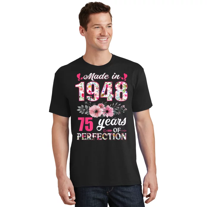 Made In 1948 Floral 75 Year Old 75th Birthday Gifts Wo T-Shirt