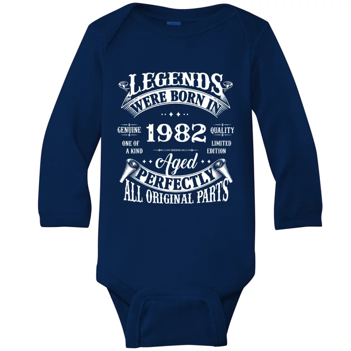 Made In 1982 40 Years Old Vintage 40rd Birthday Gifts Baby Long Sleeve Bodysuit